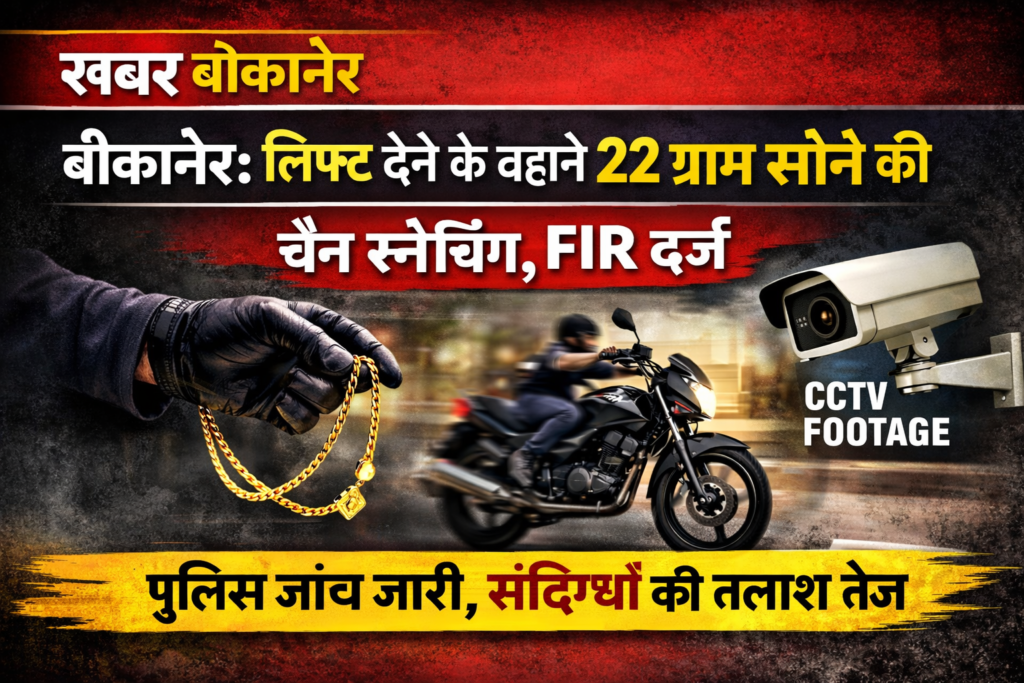 बीकानेर: लिफ्ट देने के बहाने 22 ग्राम सोने की चैन स्नेचिंग, FIR दर्ज
